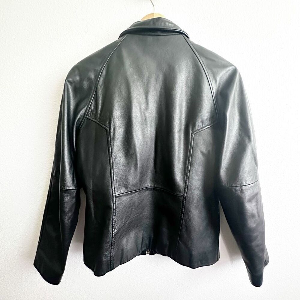 WILSON'S LEATHER | Black Leather Jacket Lined Pockets Zipper Closure |  Medium - Picture 3 of 7